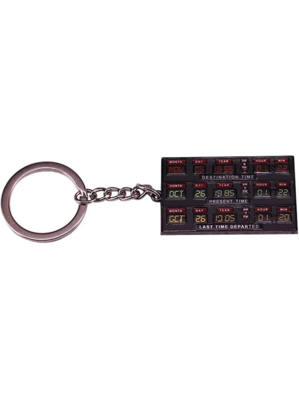 Retro Time Travel Keychain - Delorean, Doc Brown & Marty McFly Inspired Key Ring